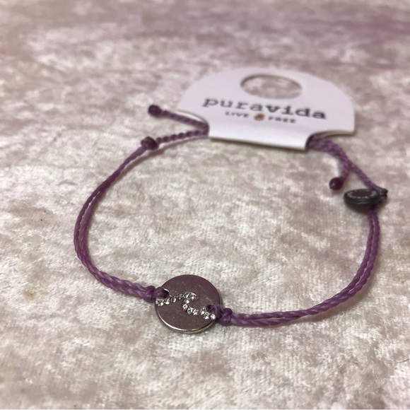 Pura Vida NEW Wave Lavender Purple Adjustable Bracelet NWT Pave Coin Silver Cute - Picture 3 of 7